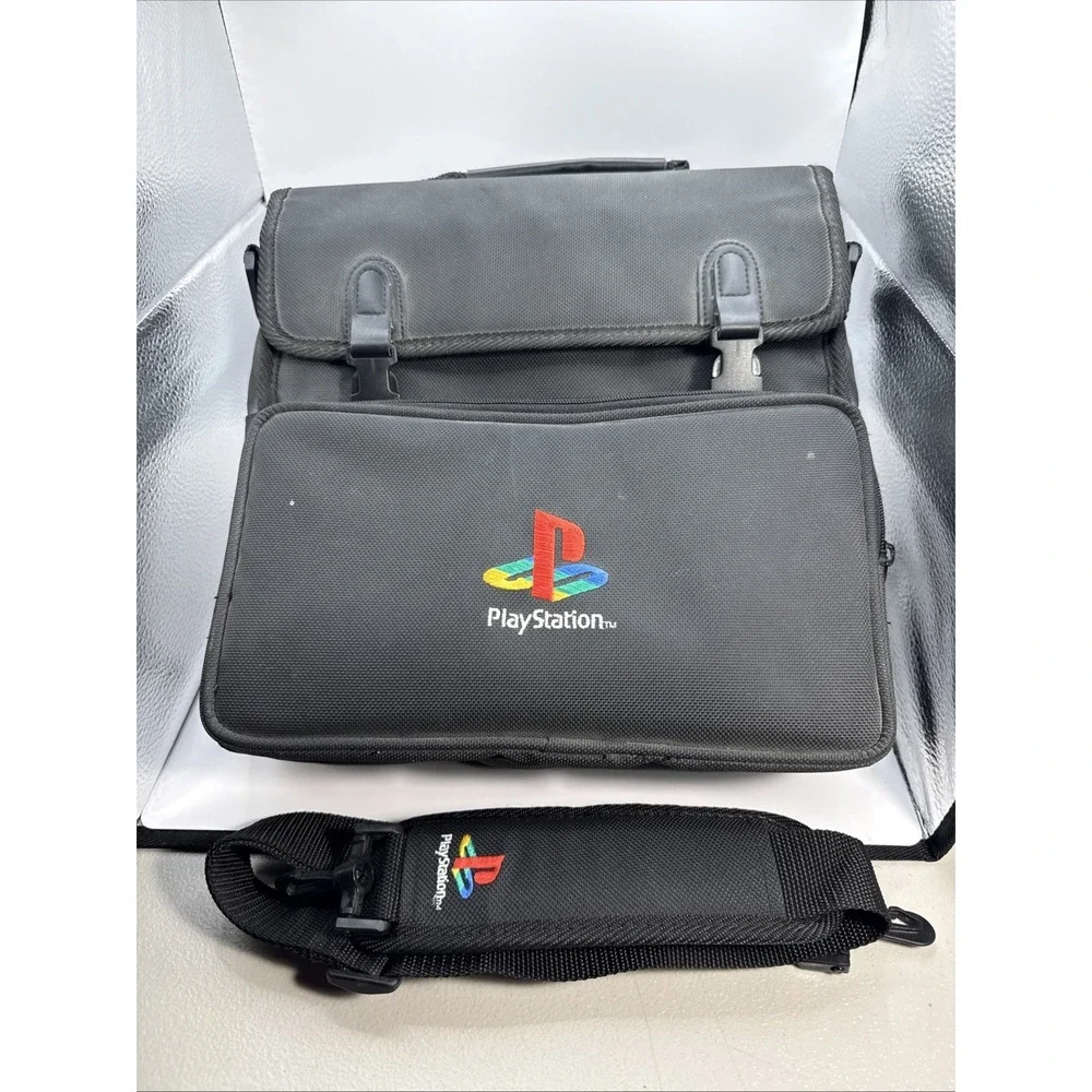 Sony PlayStation PS1 Travel Bag Carrying Case Padded Shoulder Strap Black Nylon